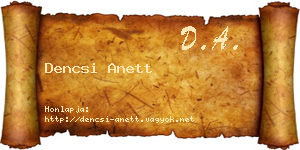 Dencsi Anett névjegykártya